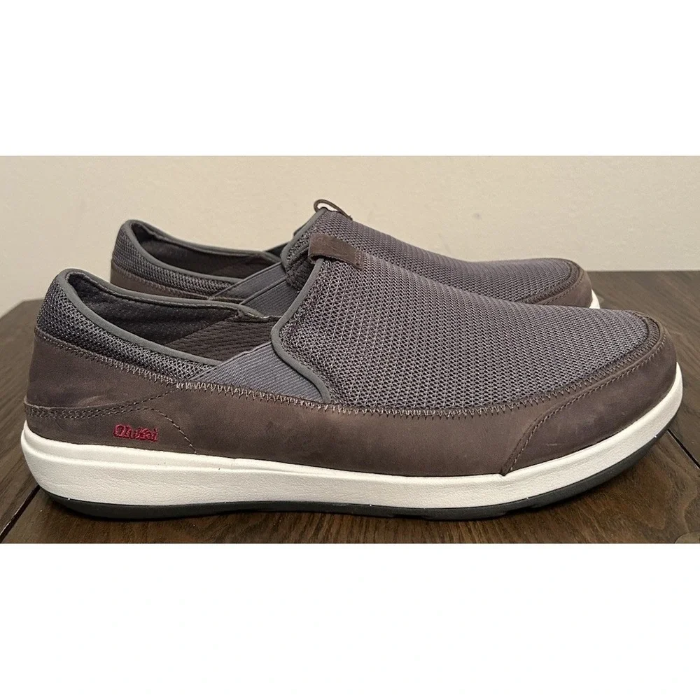 Olukai Men's Makia Slip-on Sneaker‎ Charcoal/Charcoal Size 11 New INSOLES